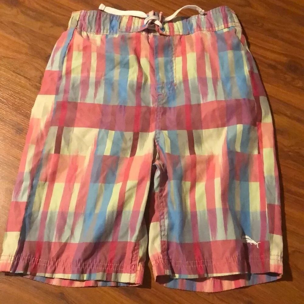 Tommy Bahama Madras boys board shorts with net size M